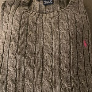 Ralph Lauren Gray Cable Crew Neck Knit Sweater Sz XL